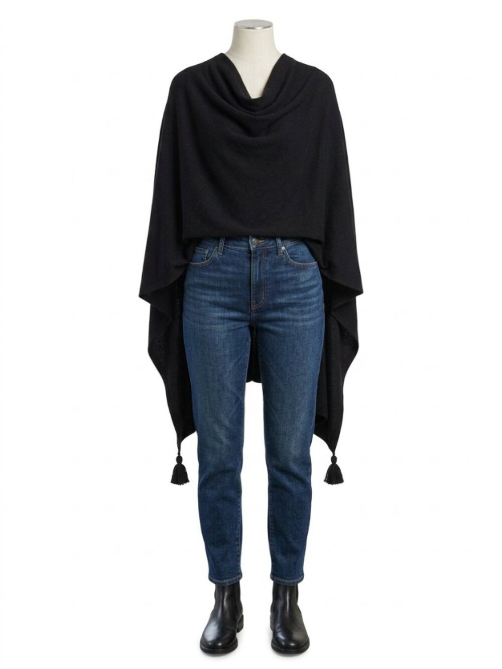 EUC Shirleah Chicago Black Women's Draped Poncho Sweater Cape Fall Whimsigoth